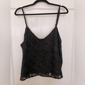 Leyden Black Textured/Fuzzy Velvet Swing Camisole, XL, NWT